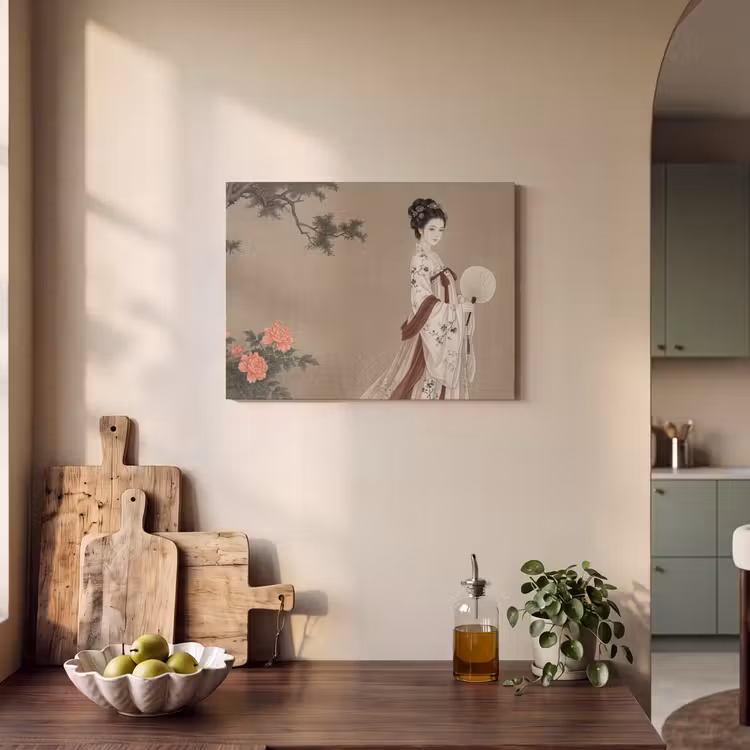 Akoestisch schilderij - Vrouw - Azië - Kunst - Beige — 3