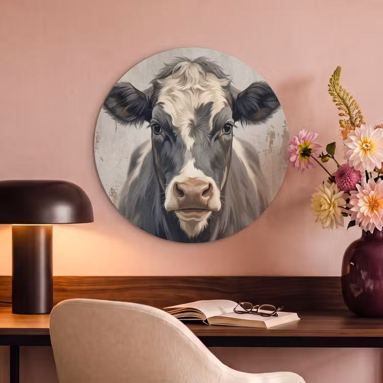 Akoestisch schilderij rond - Koe - Portret - Dieren - Modern — 2