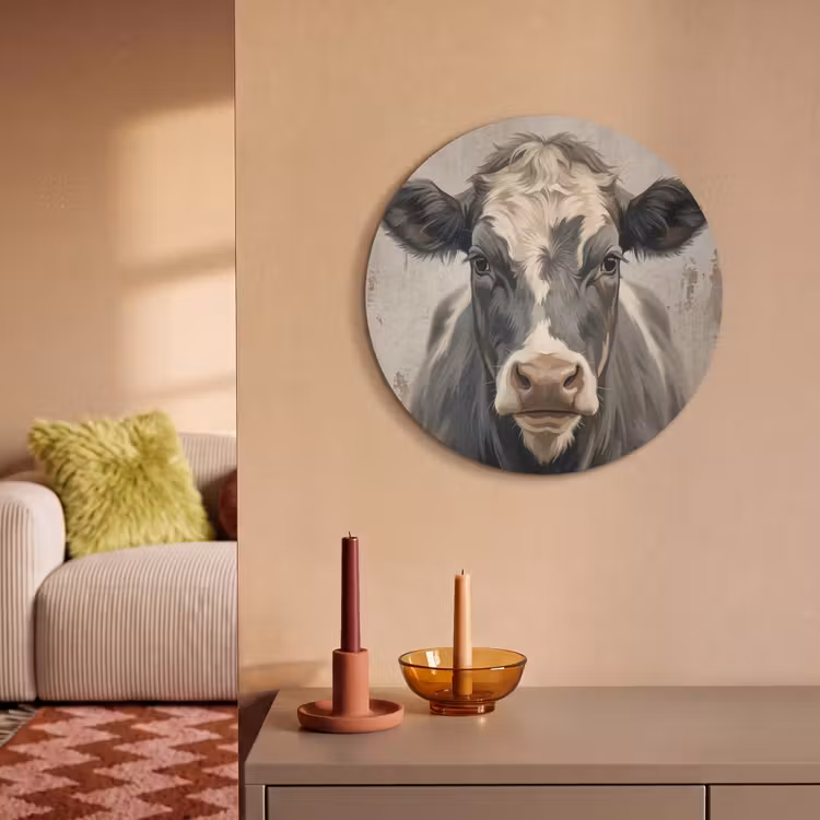 Akoestisch schilderij rond - Koe - Portret - Dieren - Modern — 3