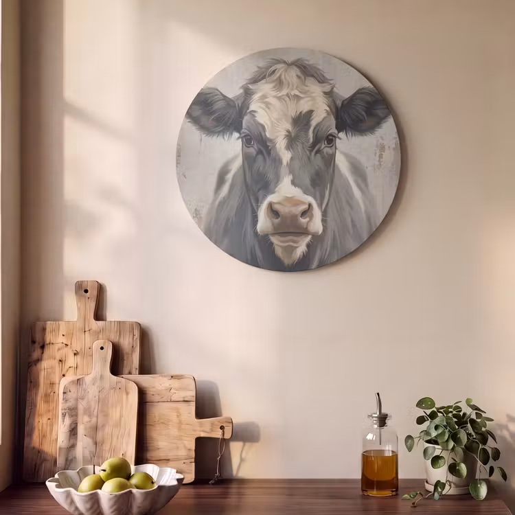 Akoestisch schilderij rond - Koe - Portret - Dieren - Modern — 4