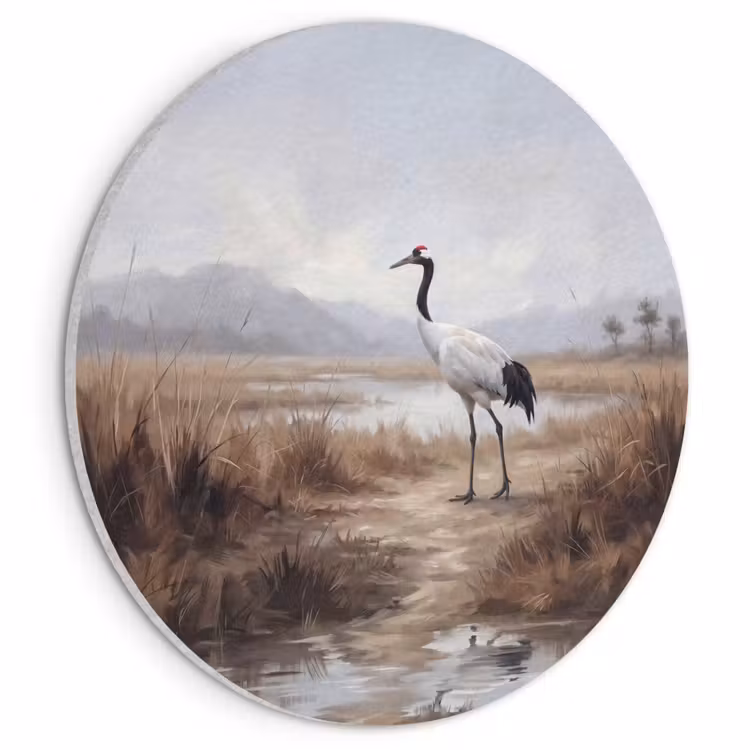 Akoestisch schilderij rond - Kraanvogel - Natuur - Realistisch — 1