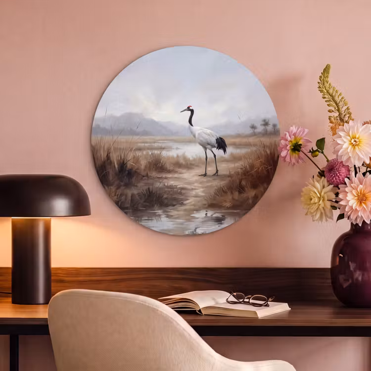Akoestisch schilderij rond - Kraanvogel - Natuur - Realistisch — 2