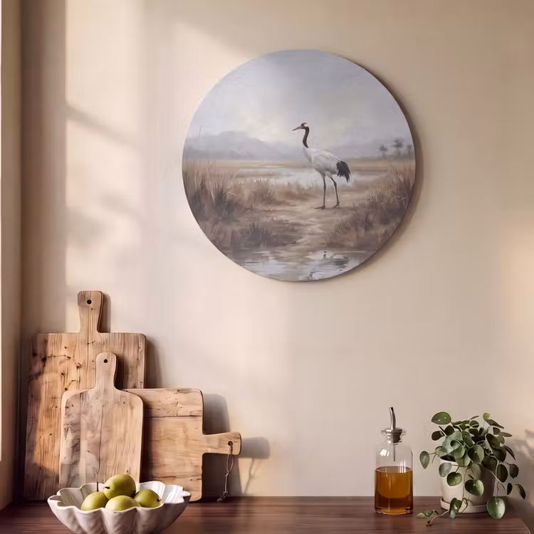 Akoestisch schilderij rond - Kraanvogel - Natuur - Realistisch — 4
