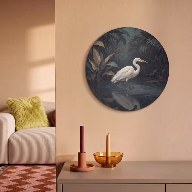 Akoestisch schilderij rond - Reiger - Water - Natuur - Modern - Wit — 3