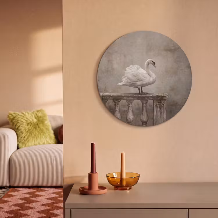 Akoestisch schilderij rond - Zwaan - Elegant - Dieren - Wit — 3