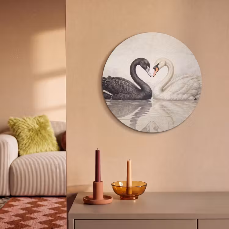 Akoestisch schilderij rond - Zwanen - Hartvorm - Dieren — 3