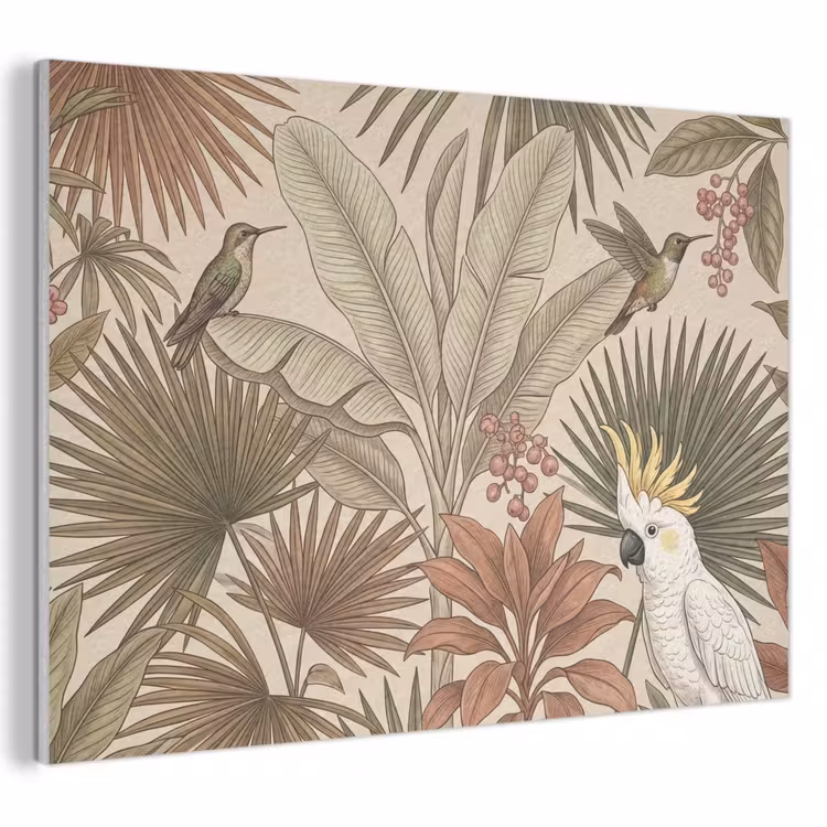 Akoestisch schilderij - Tropisch - Vogels - Beige — 1