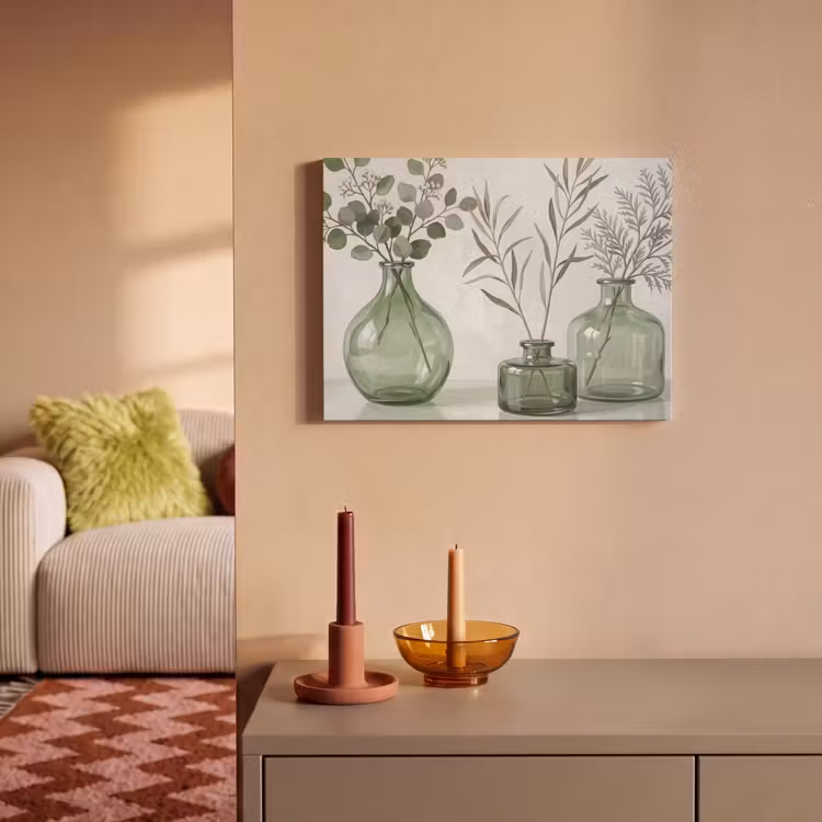 Akoestisch schilderij - Vazen - Bladeren - Groen — 2