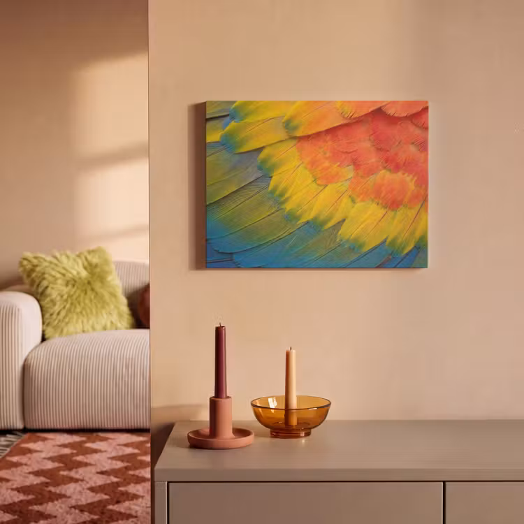 Akoestisch schilderij - Veren - Ara - Kleurrijk — 2