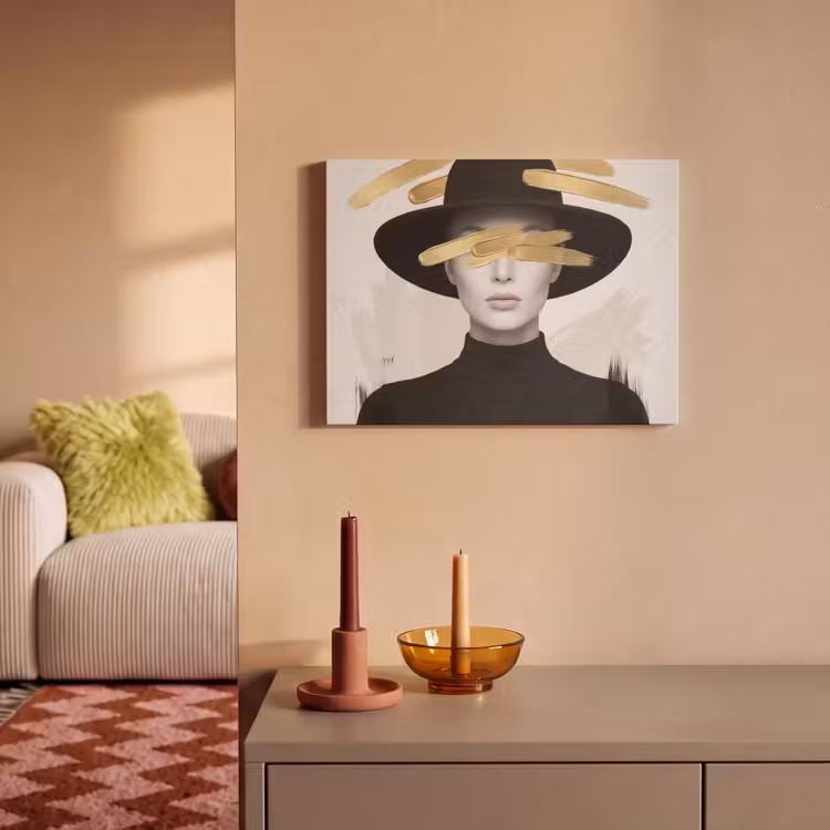 Akoestisch schilderij - Vrouw - Portret - Modern - Goud - Kunst — 2