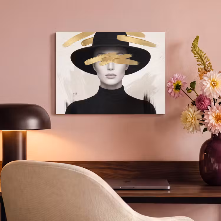Akoestisch schilderij - Vrouw - Portret - Modern - Goud - Kunst — 4