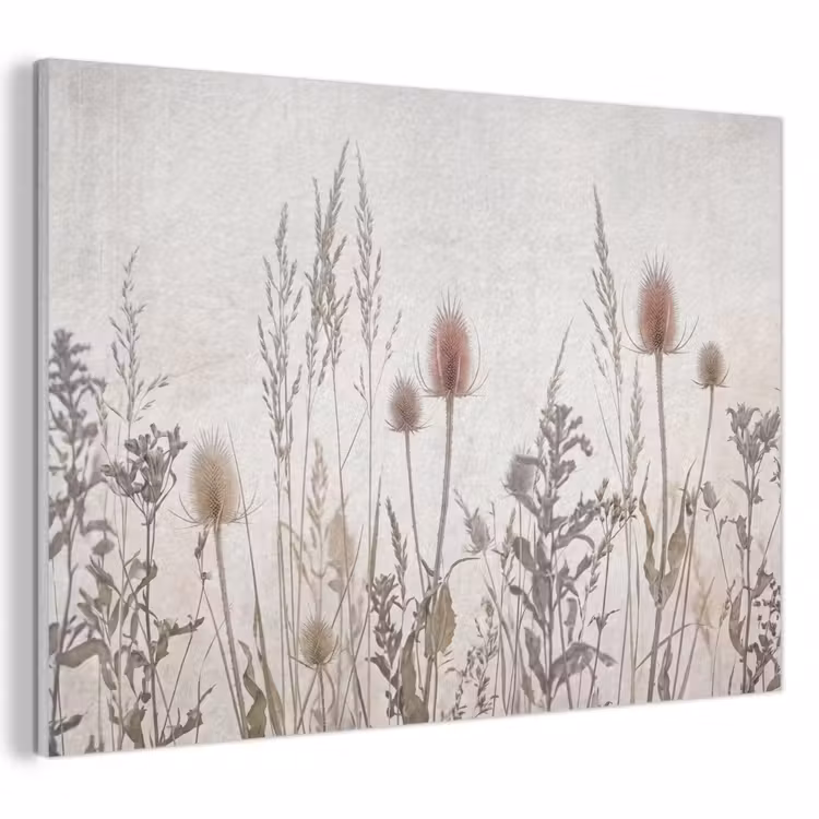 Akoestisch schilderij - Weidebloemen - Design - Sepia — 1