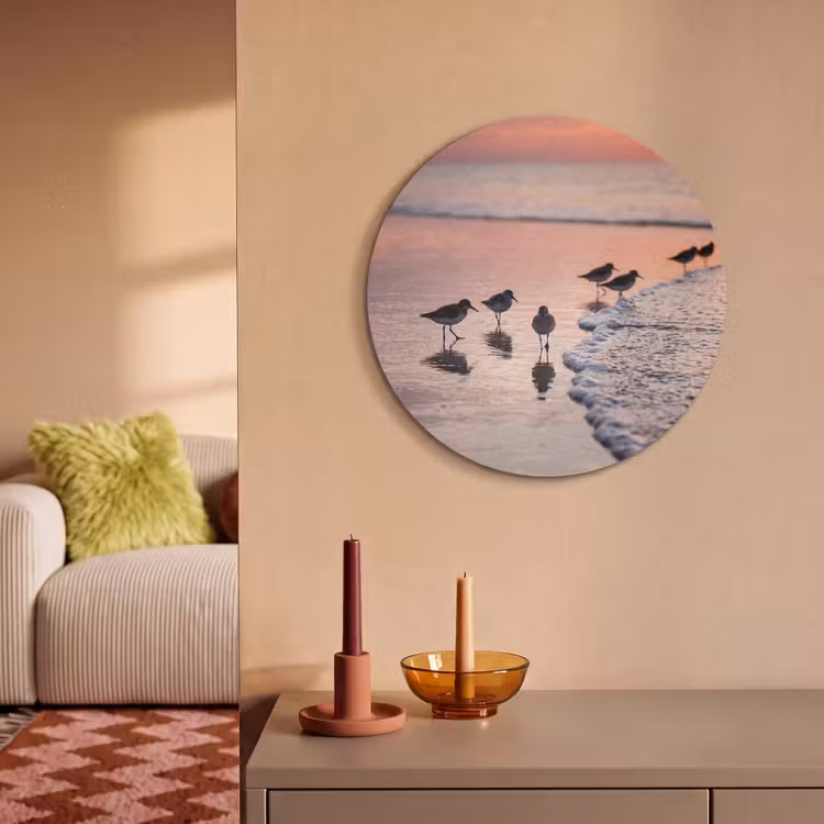 Akoestisch schilderij rond - Meeuwen - Strand - Zee - Roze — 3