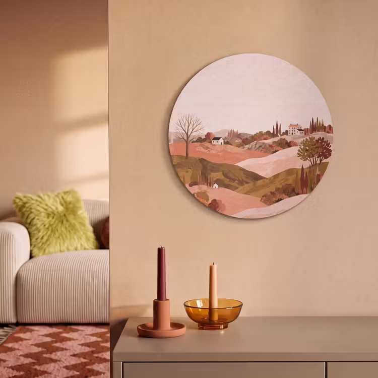 Akoestisch schilderij rond - Heuvellandschap - Grafisch - Terracotta — 3