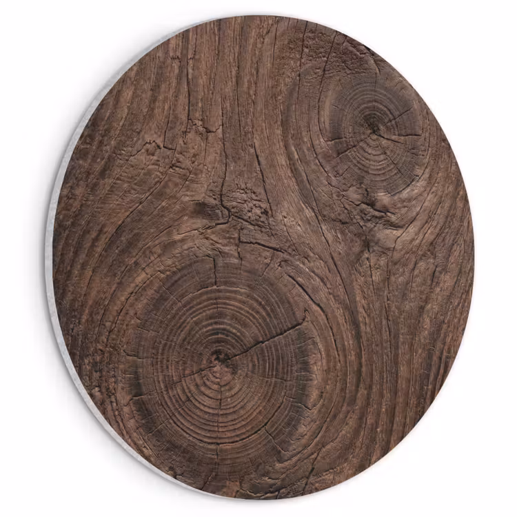 Akoestisch schilderij rond - Houtnerf - Textuur - Patroon - Bruin - Rustiek — 1