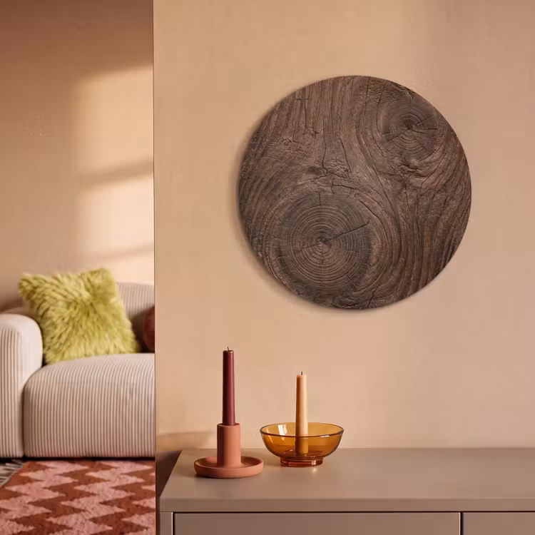 Akoestisch schilderij rond - Houtnerf - Textuur - Patroon - Bruin - Rustiek — 3