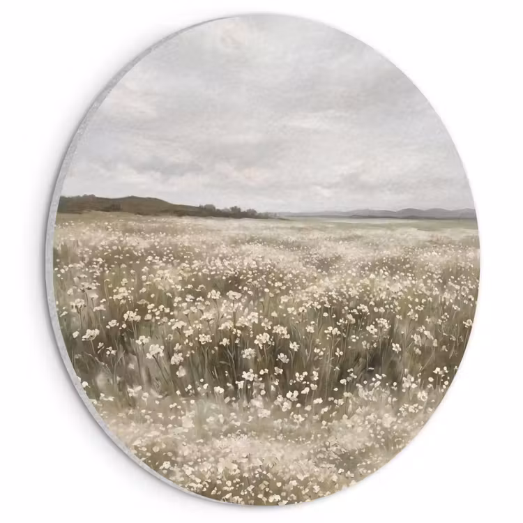 Akoestisch schilderij rond - Illustratie - Landschap - Wit — 1