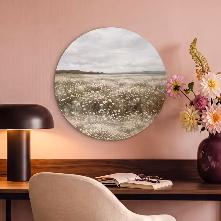 Akoestisch schilderij rond - Illustratie - Landschap - Wit — 2