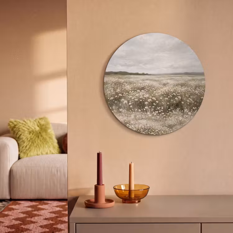 Akoestisch schilderij rond - Illustratie - Landschap - Wit — 3