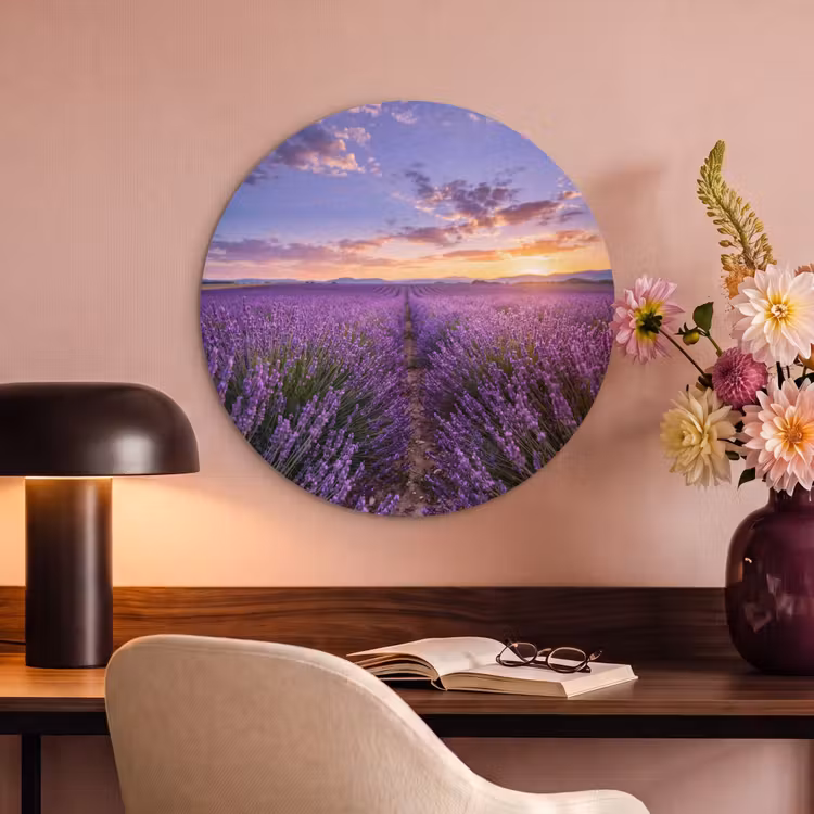 Akoestisch schilderij rond - Lavendel - Veld - Natuur - Paars — 2