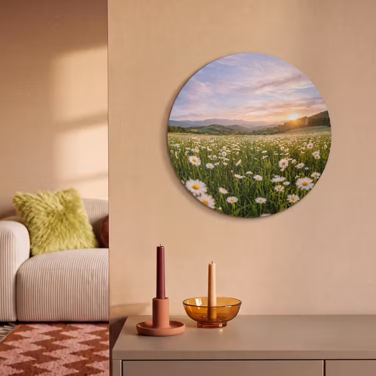 Akoestisch schilderij rond - Madelief - Veld - Heuvels - Groen — 3