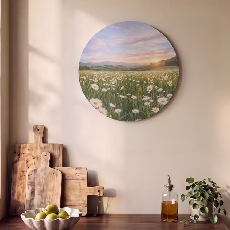 Akoestisch schilderij rond - Madelief - Veld - Heuvels - Groen — 4