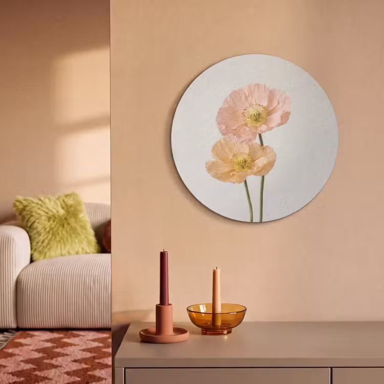 Akoestisch schilderij rond - Papavers - Botanisch - Roze — 3
