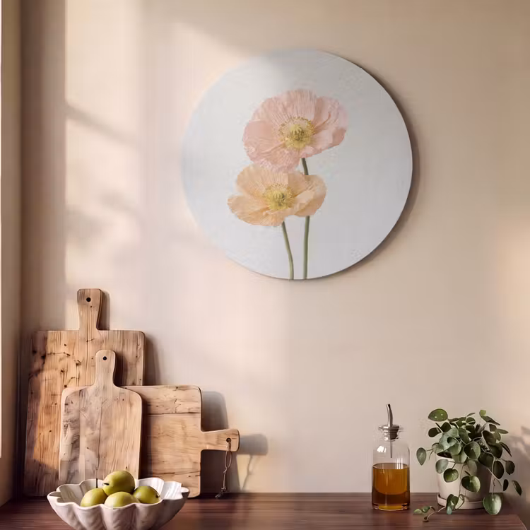 Akoestisch schilderij rond - Papavers - Botanisch - Roze — 4