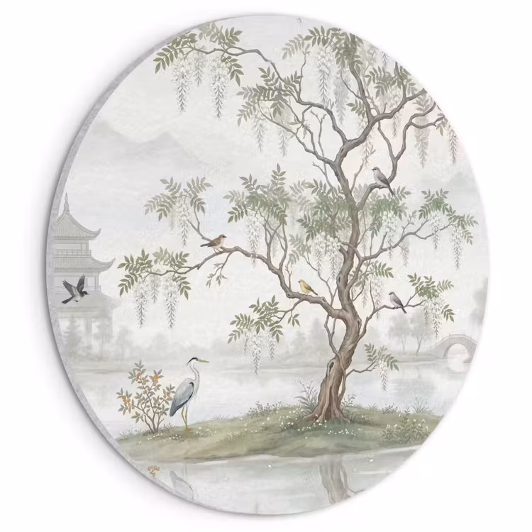 Akoestisch schilderij rond - Reiger - Landschap - Groen — 1