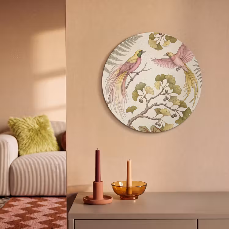 Akoestisch schilderij rond - Vogels - Tropisch - Botanisch - Roze — 3