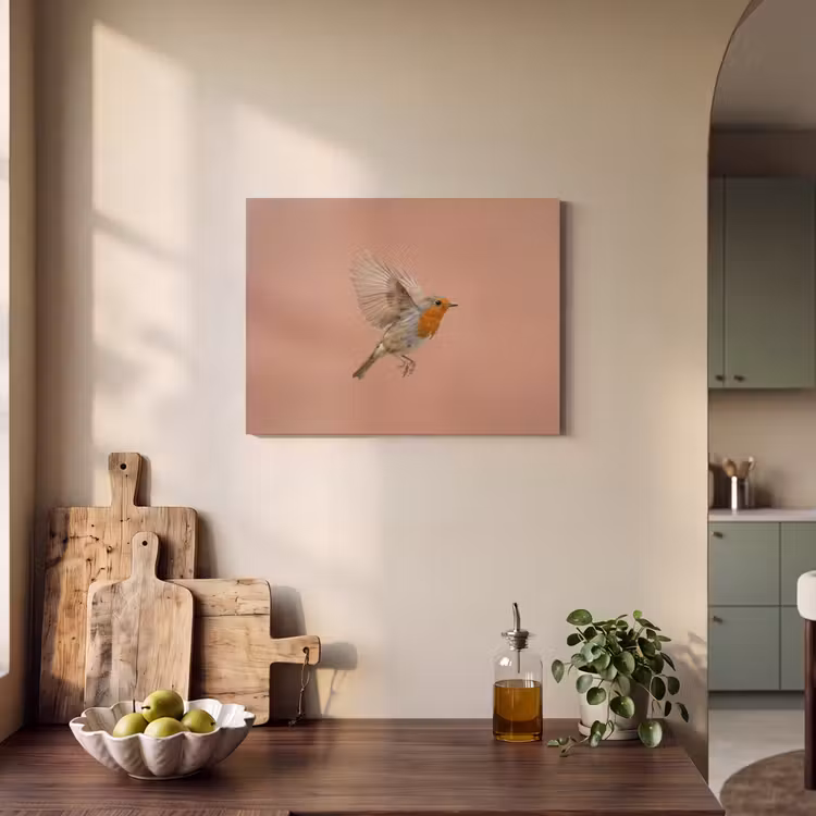 Akoestisch schilderij - Roodborst - Natuur - Roze — 3