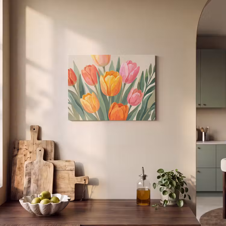 Akoestisch schilderij - Tulpen - Abstract - Kleurrijk — 3