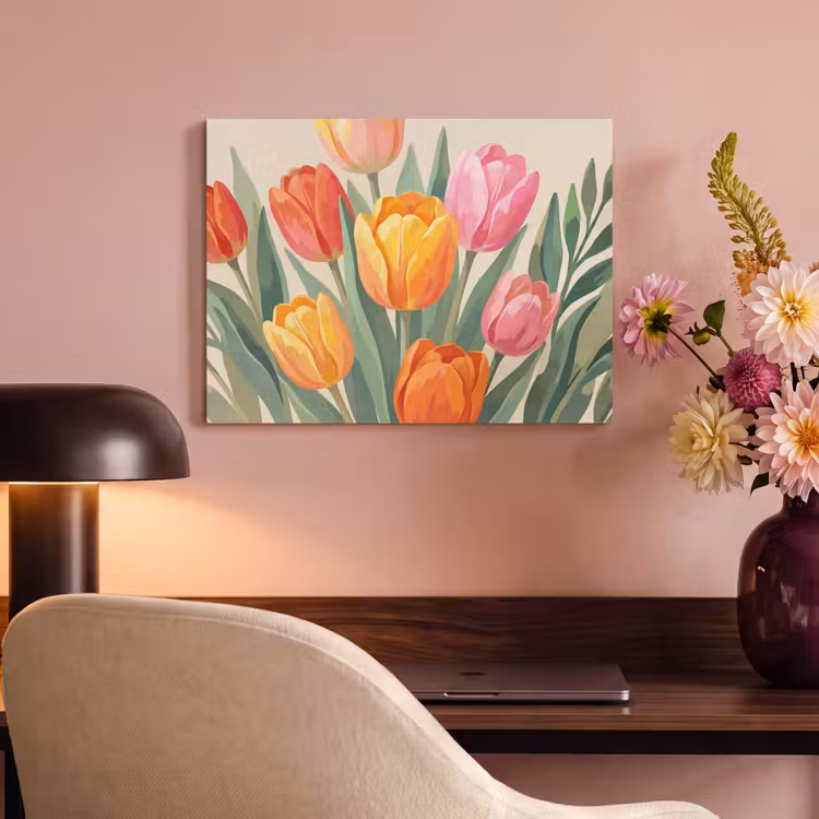 Akoestisch schilderij - Tulpen - Abstract - Kleurrijk — 4