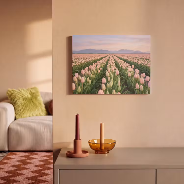 Akoestisch schilderij - Tulpen - Landschap - Roze — 2