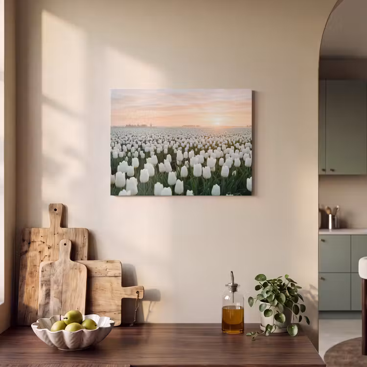 Akoestisch schilderij - Tulpen - Landschap - Wit — 3