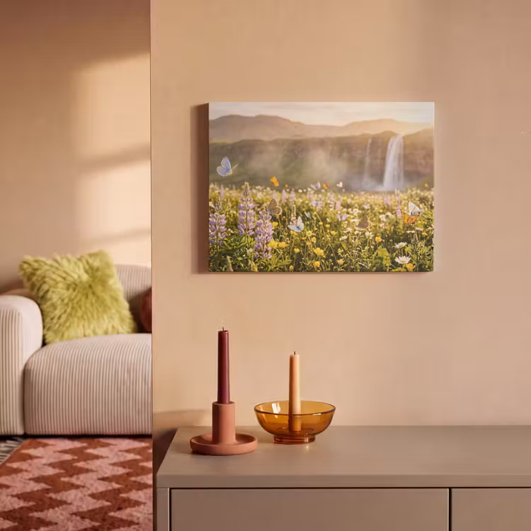 Akoestisch schilderij - Vlinders - Waterval - Bloemenveld — 2