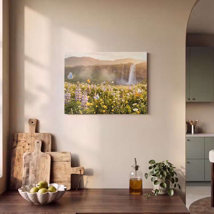 Akoestisch schilderij - Vlinders - Waterval - Bloemenveld — 3