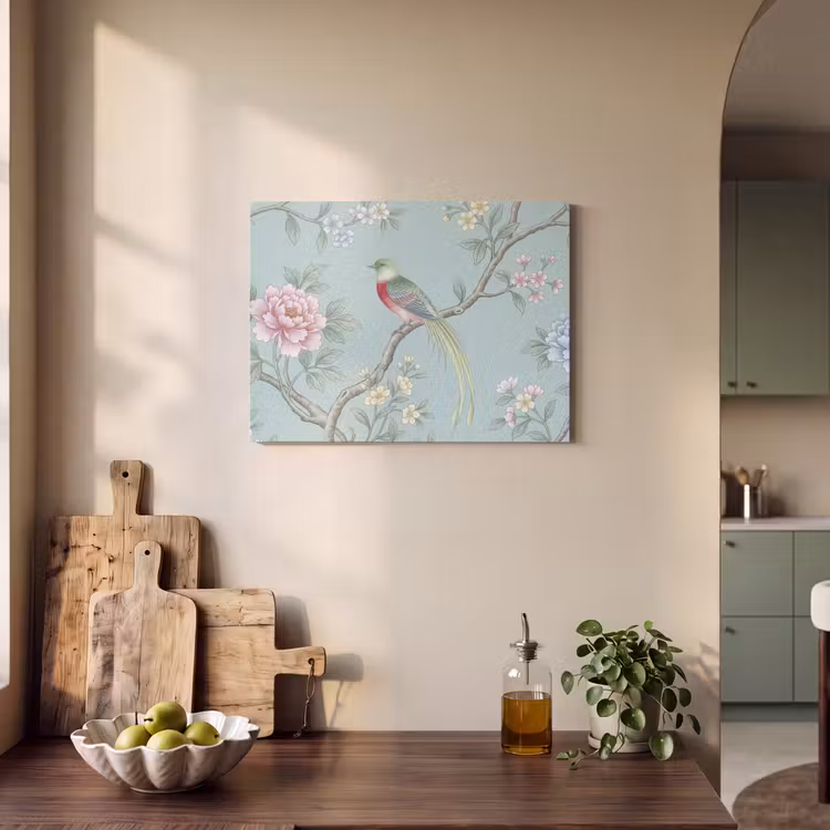 Akoestisch schilderij - Vogel - Bloemen - Kleurrijk — 3