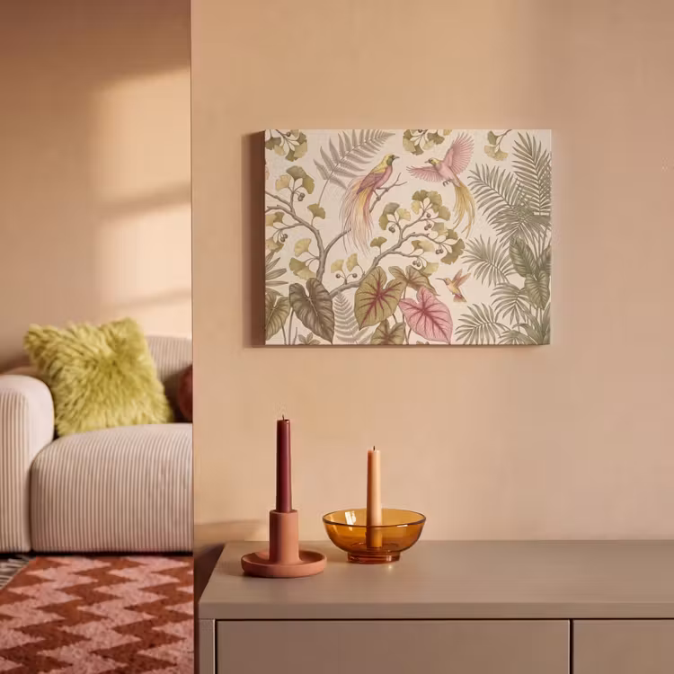 Akoestisch schilderij - Vogels - Tropisch - Botanisch - Roze — 2