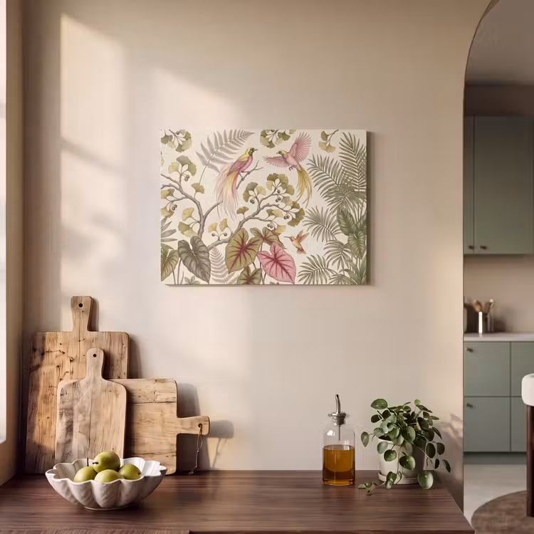 Akoestisch schilderij - Vogels - Tropisch - Botanisch - Roze — 3