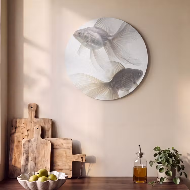 Akoestisch schilderij rond - Goudvissen - Modern - Wit — 4