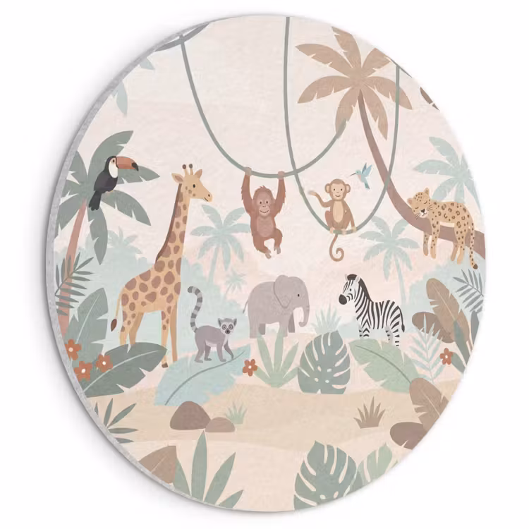 Akoestisch schilderij rond - Jungle - Dieren - Groen — 1