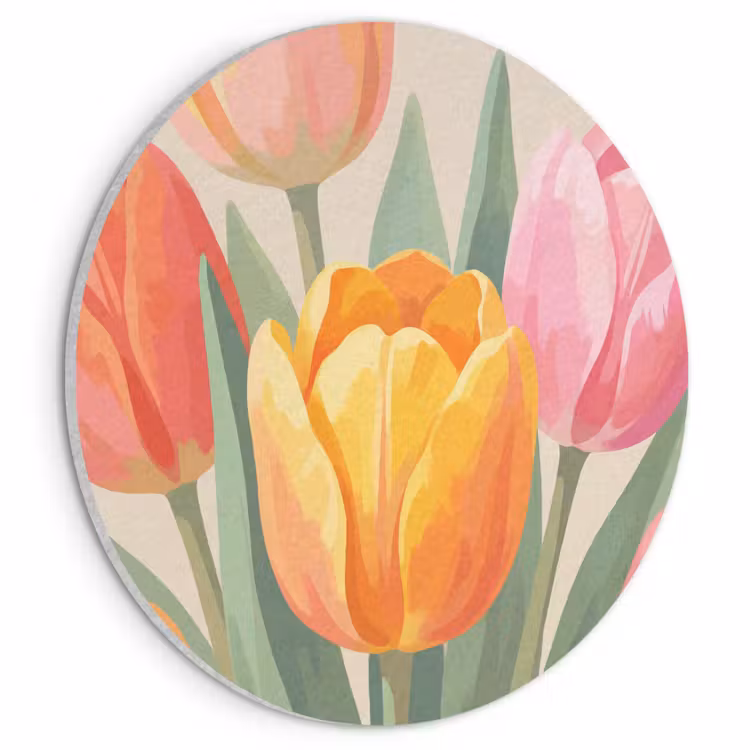 Akoestisch schilderij rond - Tulpen - Abstract - Kleurrijk — 1