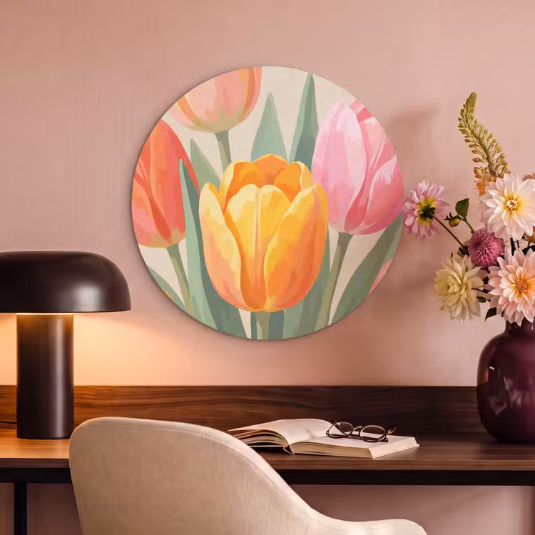 Akoestisch schilderij rond - Tulpen - Abstract - Kleurrijk — 2