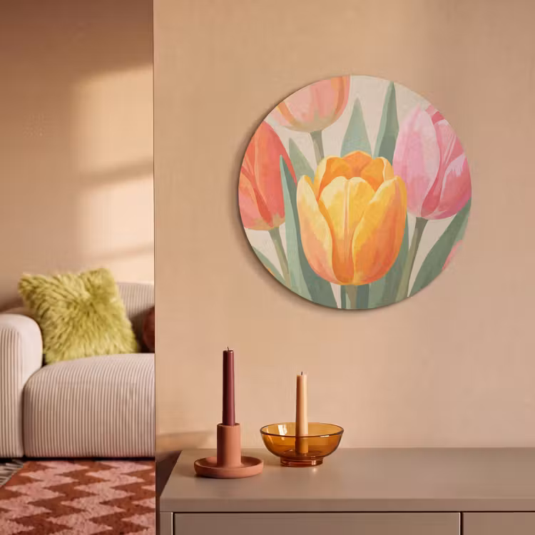 Akoestisch schilderij rond - Tulpen - Abstract - Kleurrijk — 3