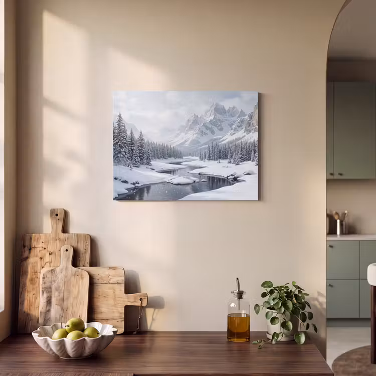 Akoestisch schilderij - Sneeuwlandschap - Bergen - Rivier - Winter — 3