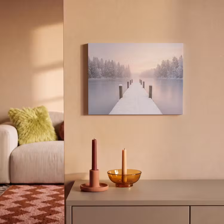 Akoestisch schilderij - Steiger - Meer - Mist - Winter - Serene — 2