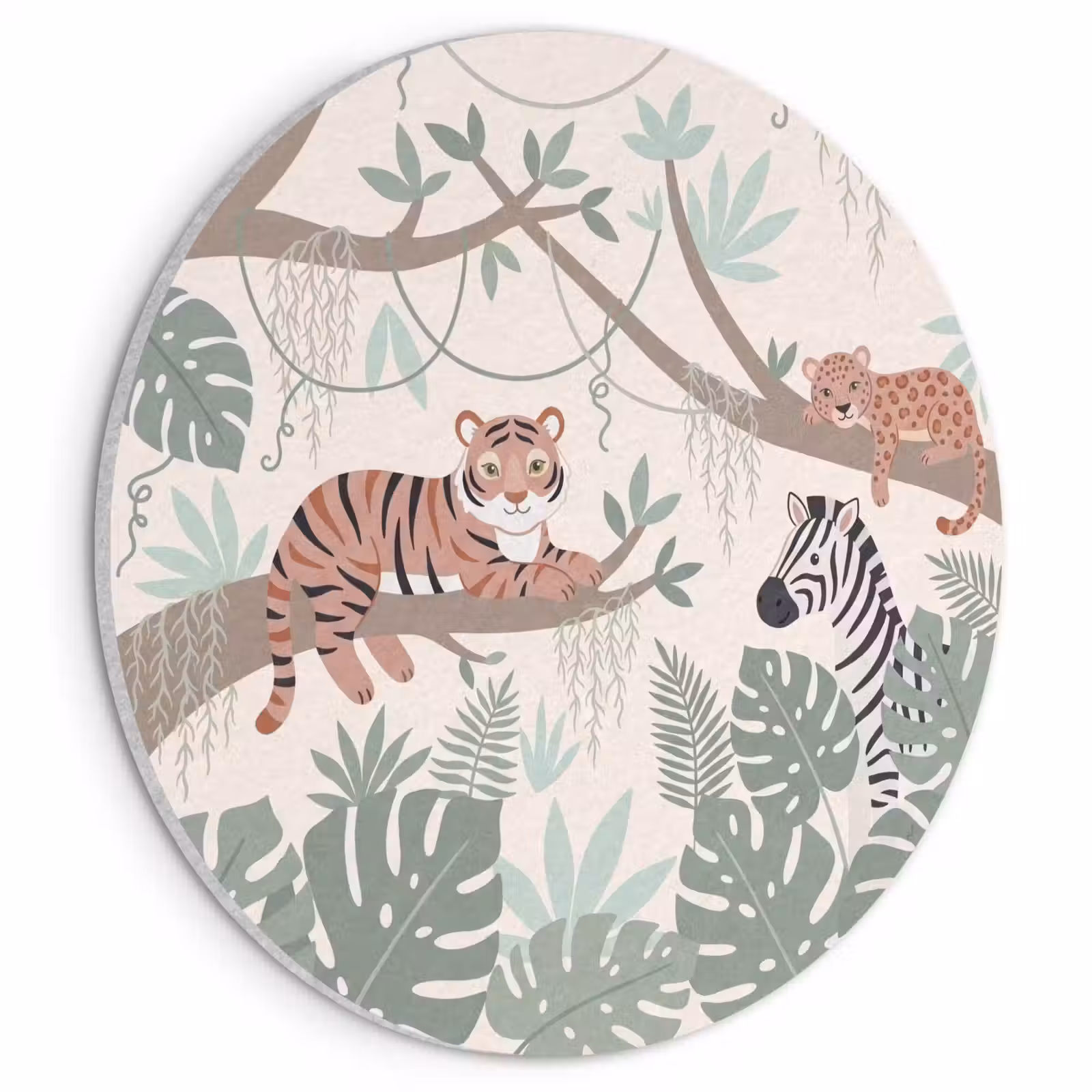 Akoestisch schilderij rond - Jungle - Rustiek - Pastel — 1