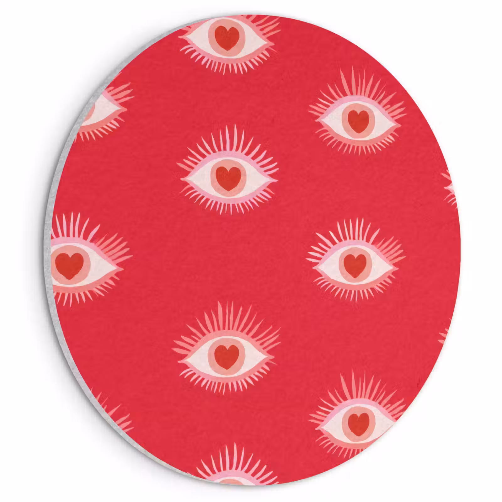 Akoestisch schilderij rond - Ogen - Hart - Abstract - Rood - Roze — 1