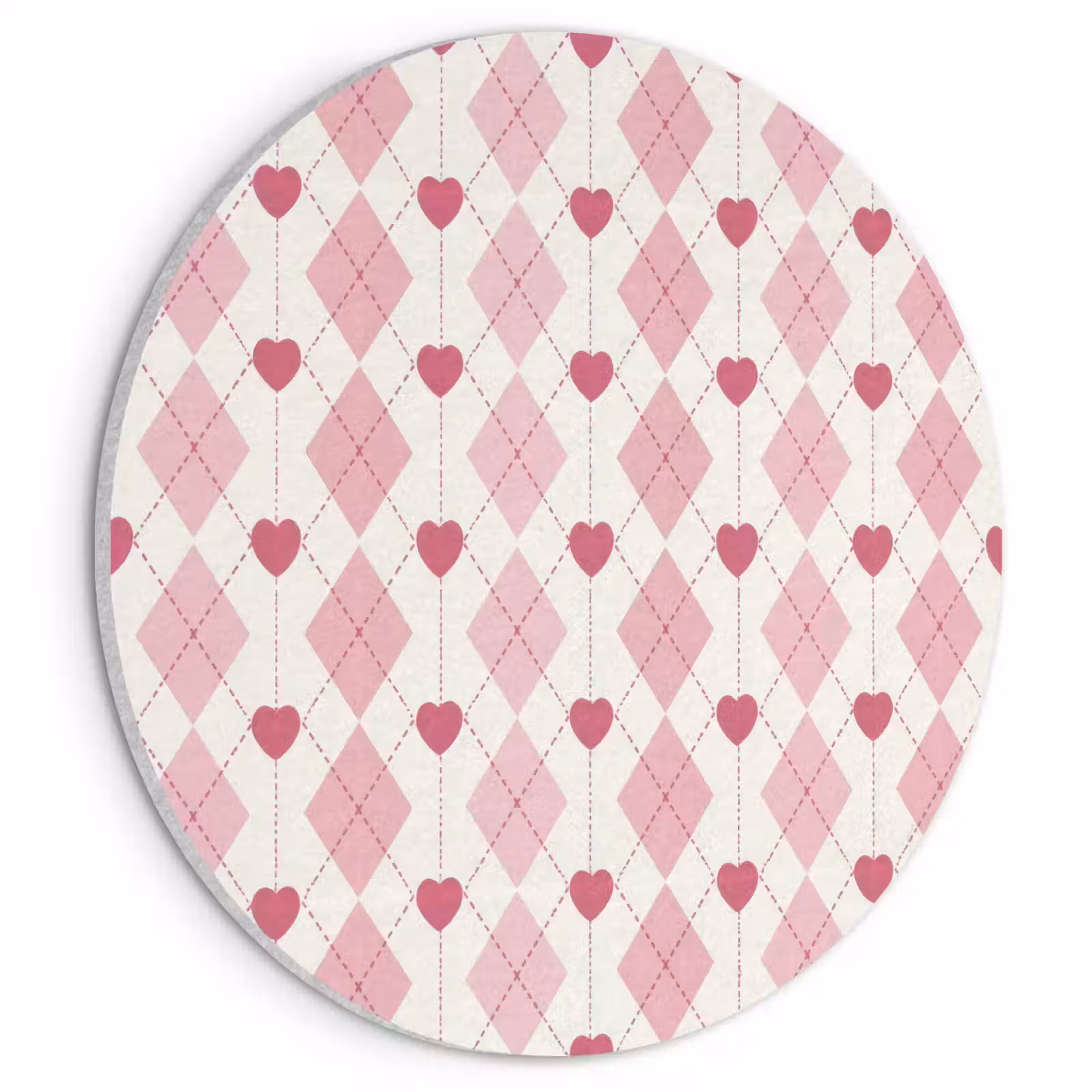 Akoestisch schilderij rond - Ruiten - Klassiek - Roze - Wit — 1
